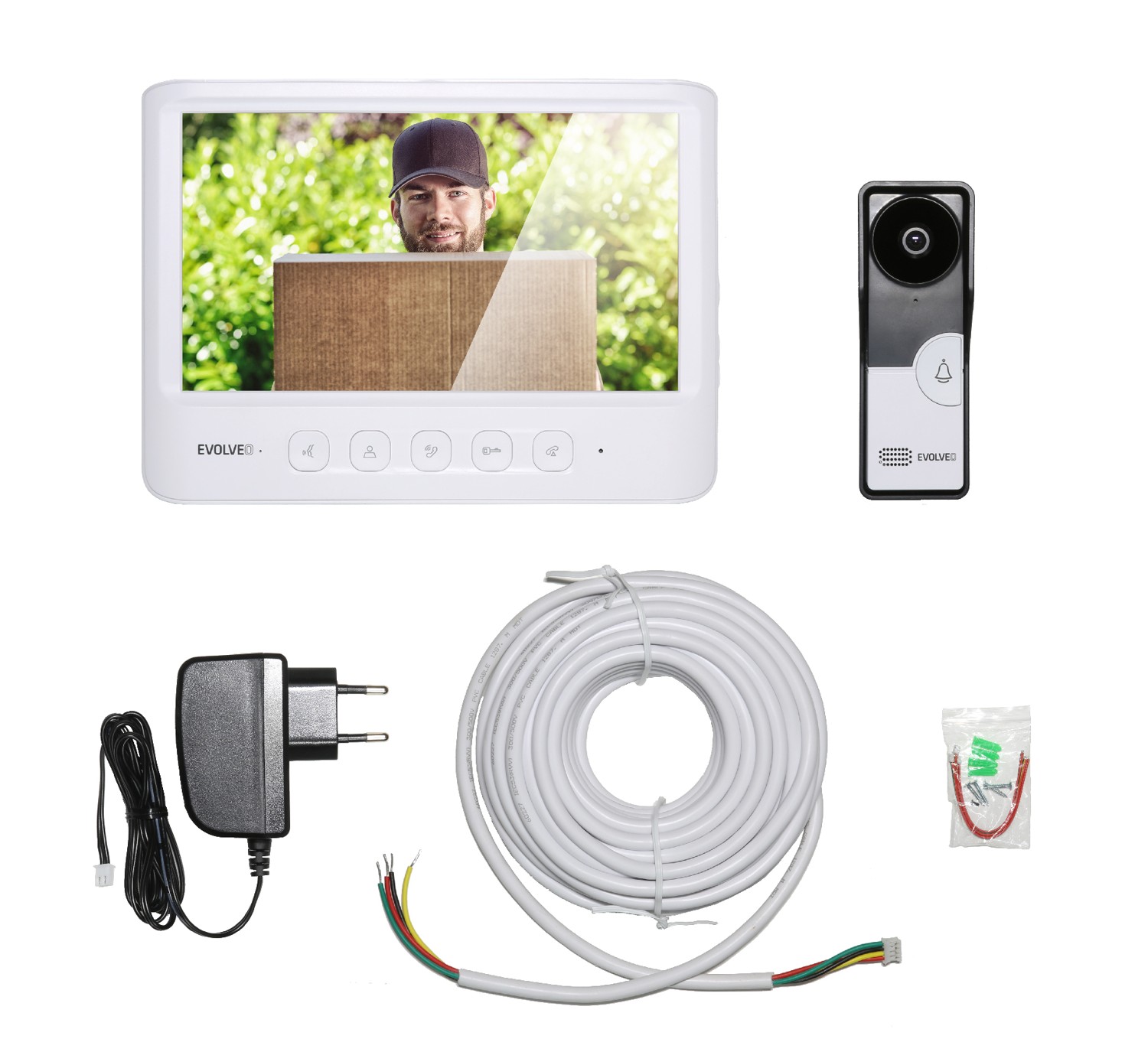 EVOLVEO DoorPhone IK06, set video dverného telefónu s pamäťou a farebným displejom 