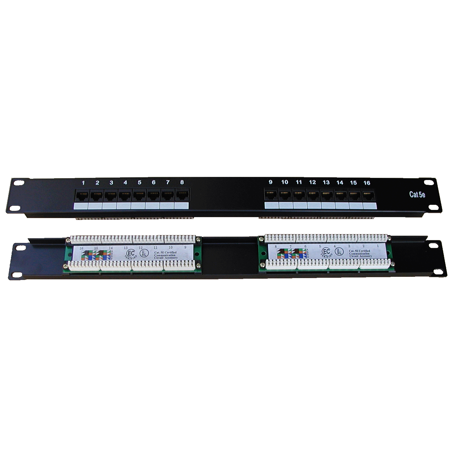 DATACOM Patch panel 16p., UTP, Cat5e, 1U, 19", LSA Krone 