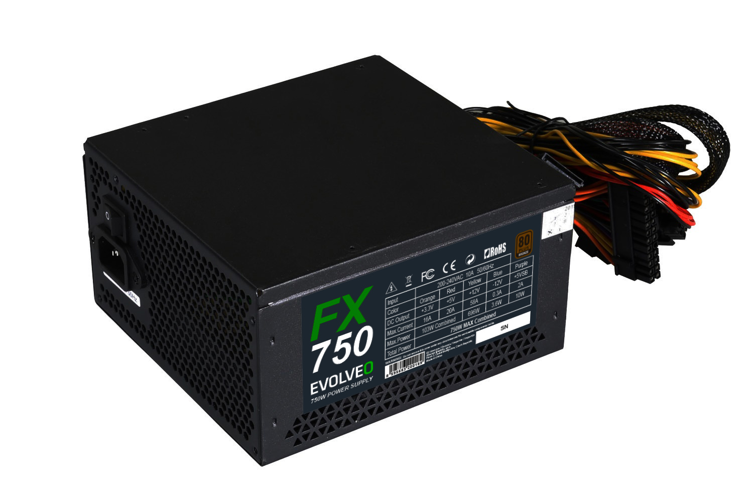 EVOLVEO FX 750/ 750W/ ATX/ 80PLUS Bronze/ Bulk 