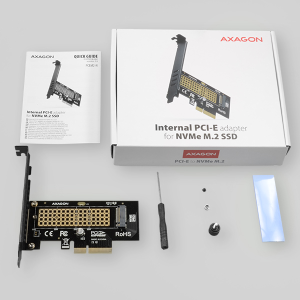 AXAGON PCEM2-N, PCIe x4 - M.2 NVMe M-key slot adaptér, vč. LP 