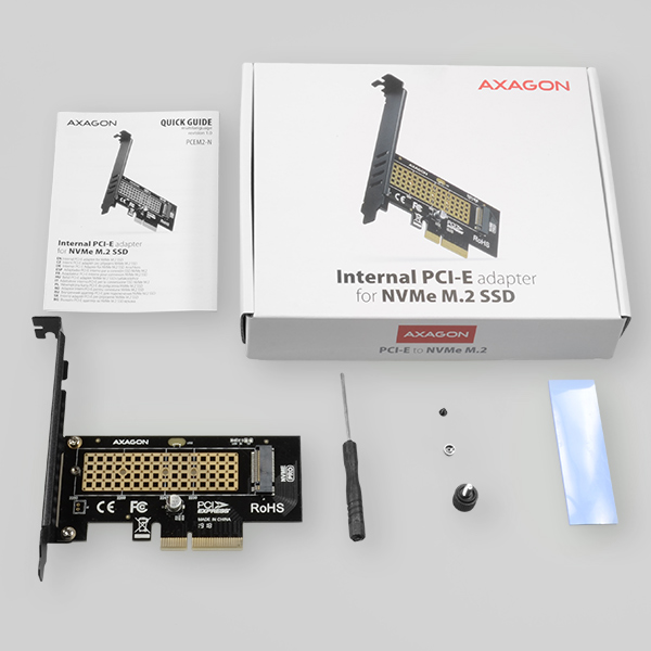 AXAGON PCEM2-N, PCIe x4 - M.2 NVMe M-key slot adaptér, vr. LP 