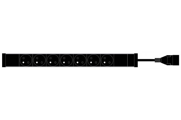MAXBERT PDU 7x230V, 1U, 19"" čierna farba