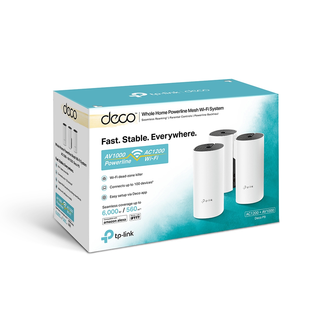 TP-Link AC1200 Whole-home Mesh WiFi Powerline System Deco P9(3-pack) 