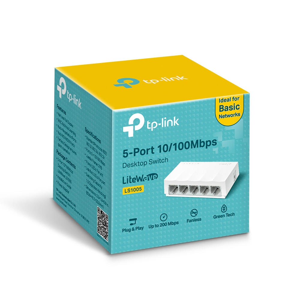 TP-Link LS1005 5x 10/ 100 Desktop Switch Fanless 
