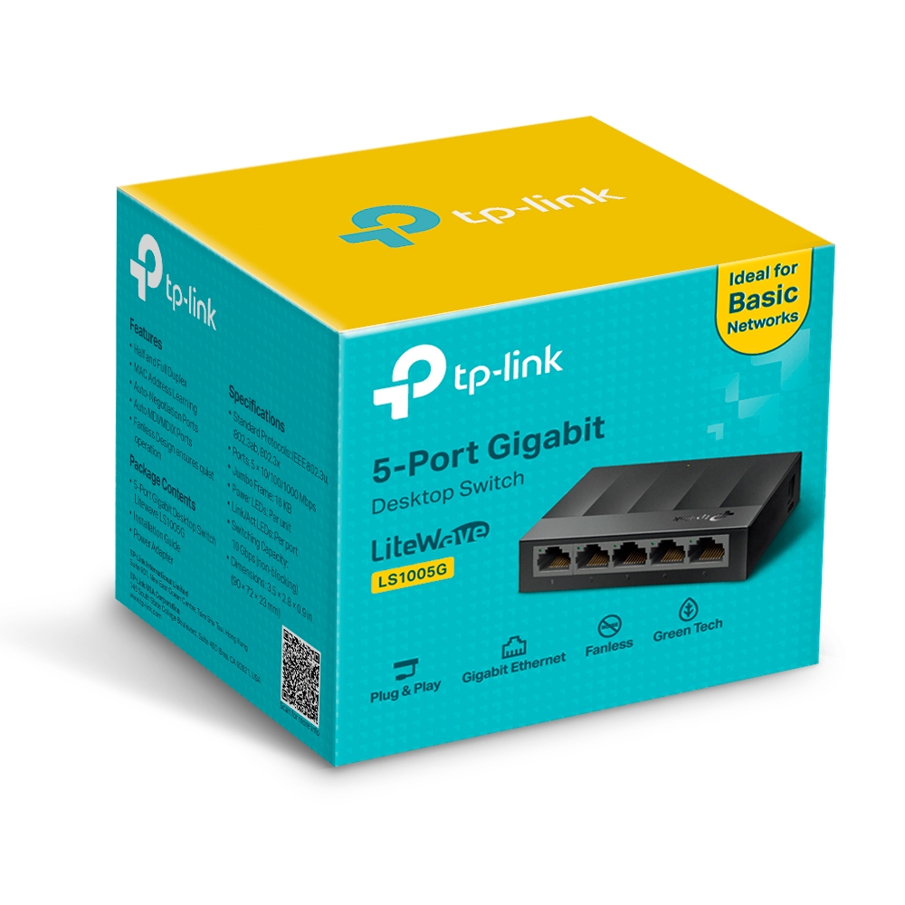 TP-Link LS1005G 5x Gigabit Desktop Switch Fanless 
