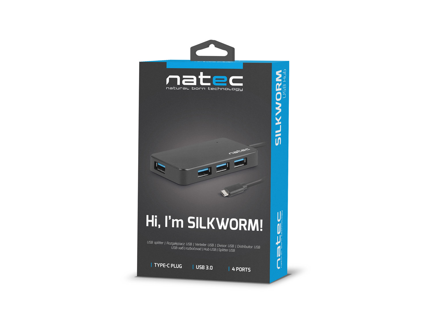 Natec Silkworm USB-C rozbočovač 4x USB 3.0 HUB 