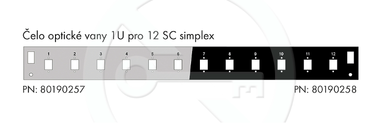 Čelo optickej vane 1U pre 12 SC simplex BK