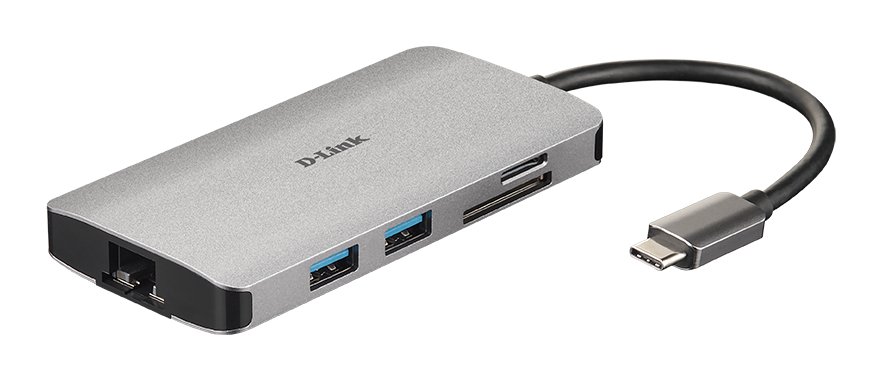 D-Link 8-in-1 USB-C Hub with HDMI/ Ethernet/ Card Reader/ Power Delivery