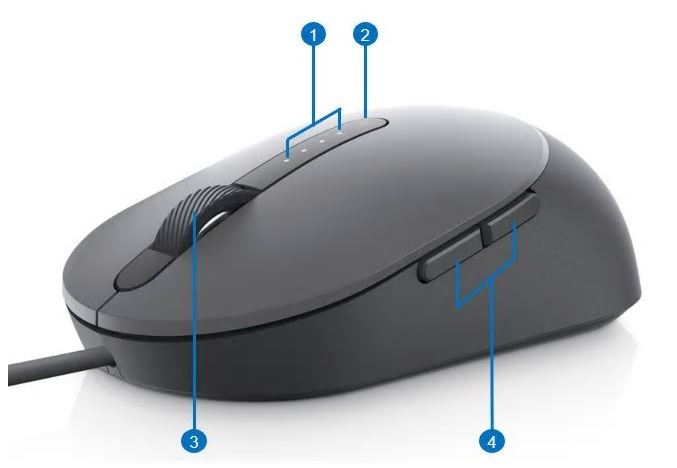 Dell MS3220/ Kancelárska/ Laserová/ 3 200 DPI/ Drôtová USB/ Šedá 