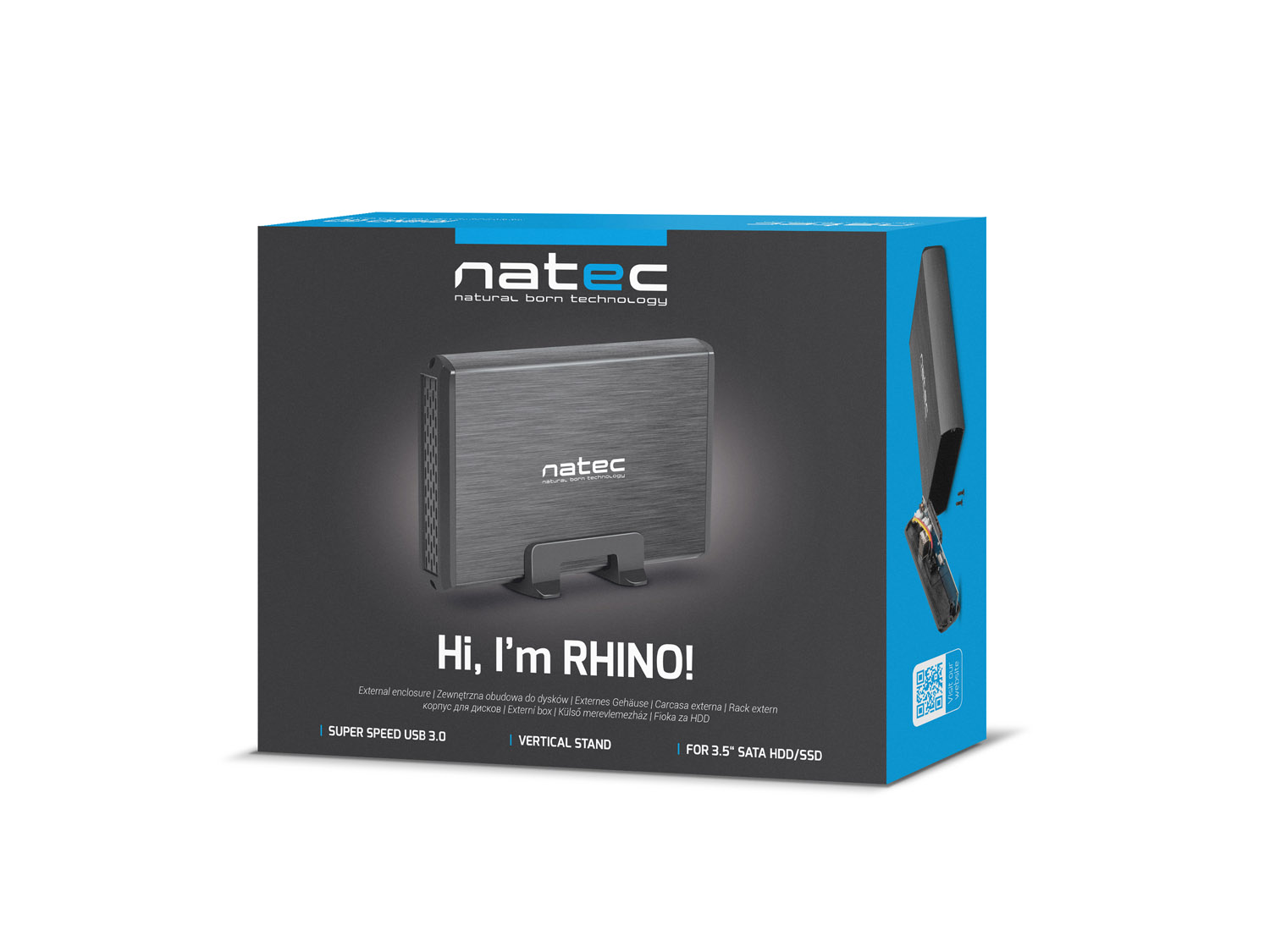 Externý box pre HDD 3, 5" USB 3.0 Natec Rhino, čierny, vrátane napájacieho adaptéra 
