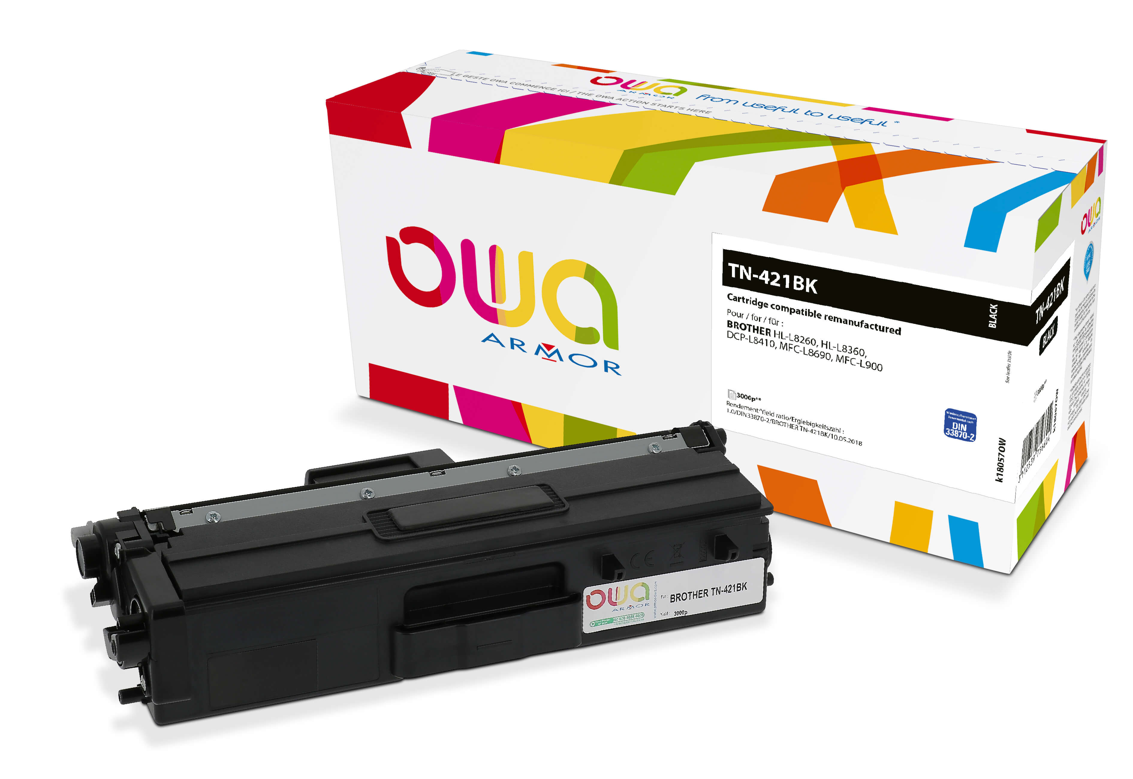 OWA Armor toner kompatibilný s Brother TN-421BK, 3000st, čierna/ black