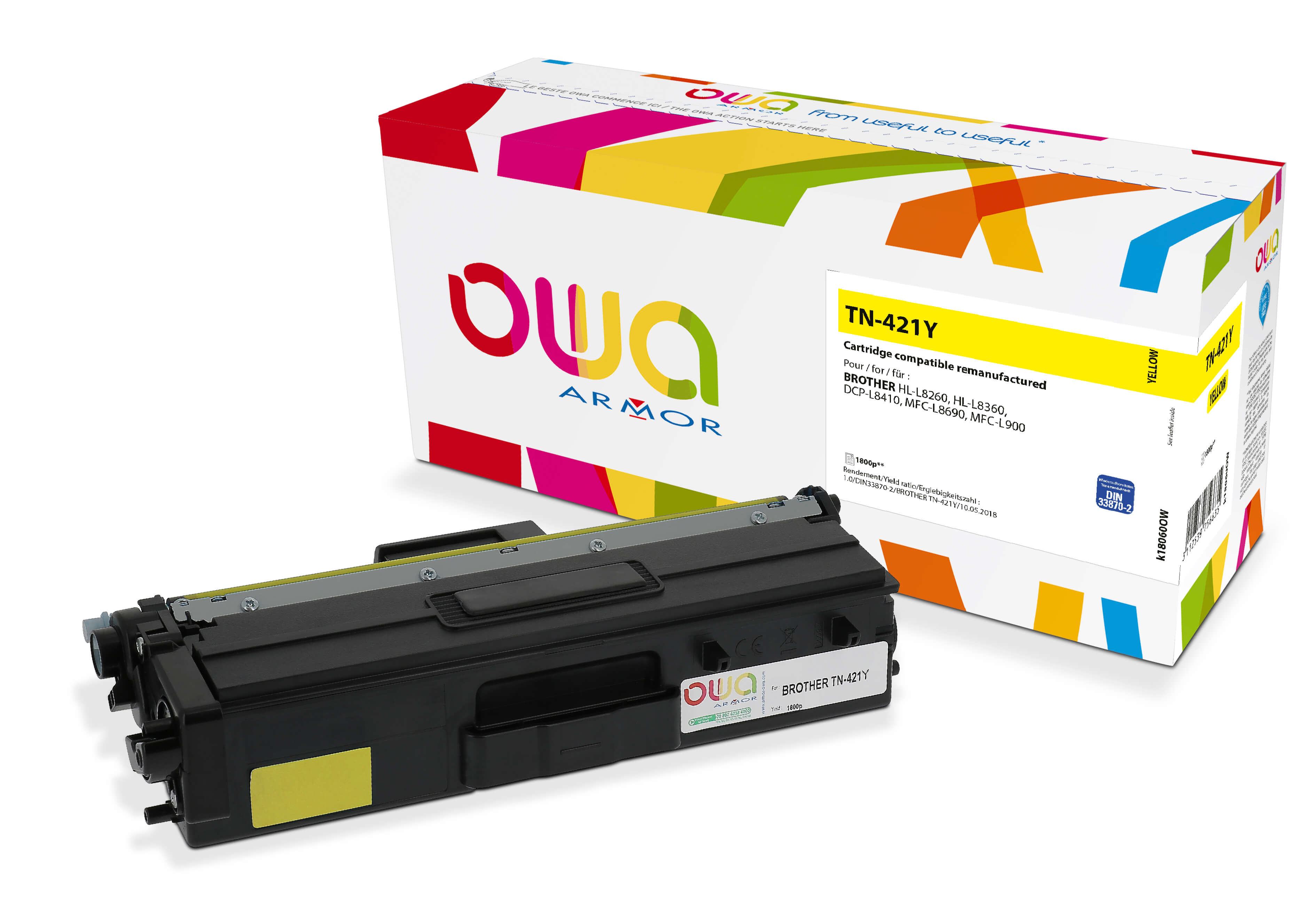 OWA Armor toner kompatibilný s Brother TN-421Y, 1800st, žltá/ yellow
