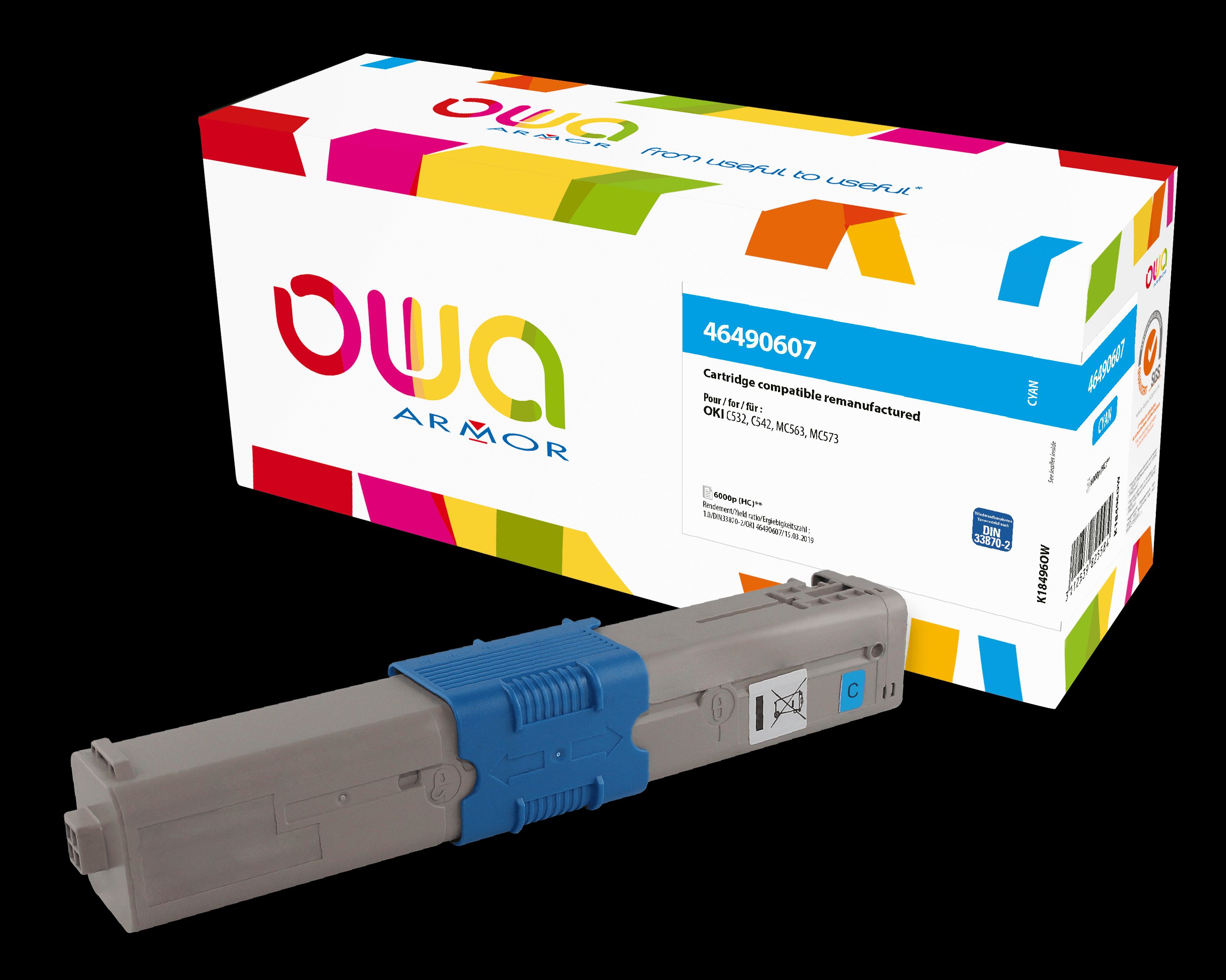 OWA Armor toner kompatibilný s OKI 46490607, 6000st, modrá/ cyan
