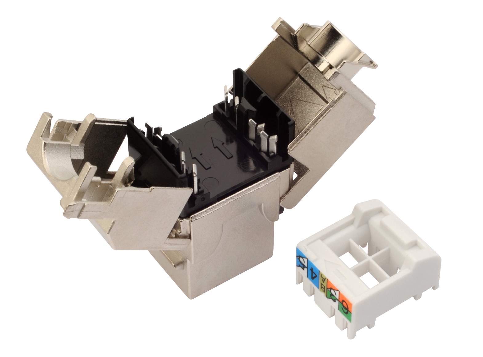 Samořezný keystone Solarix CAT6A STP RJ45 SXKJ-10G-STP-BK-SA Component Level a 4PPoE certifikace 