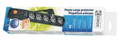 Prepäťová ochrana 5 zásuviek 3m čierna