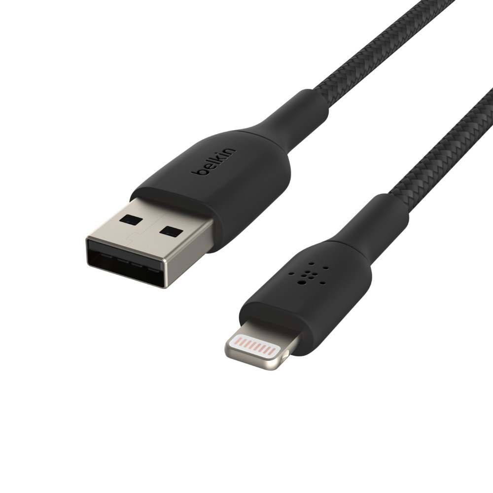 BELKIN kabel oplétaný USB-A - Lightning, 1m, černý 
