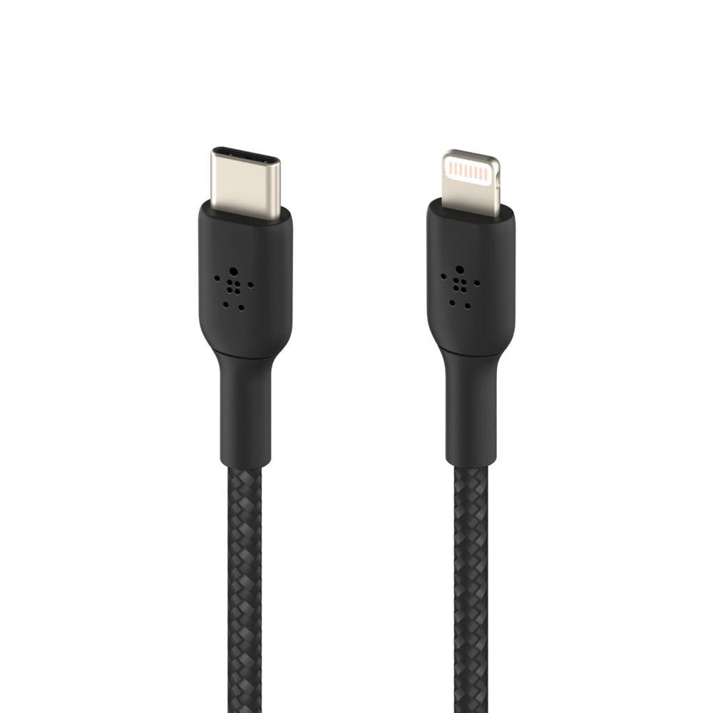 BELKIN kabel oplétaný USB-C - Lightning, 1m, černý 