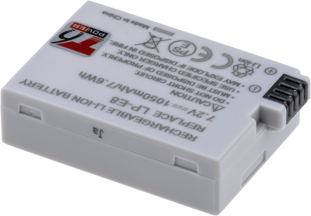 Batéria T6 power Canon LP-E8, 1050mAh, 7, 6Wh, sivá 