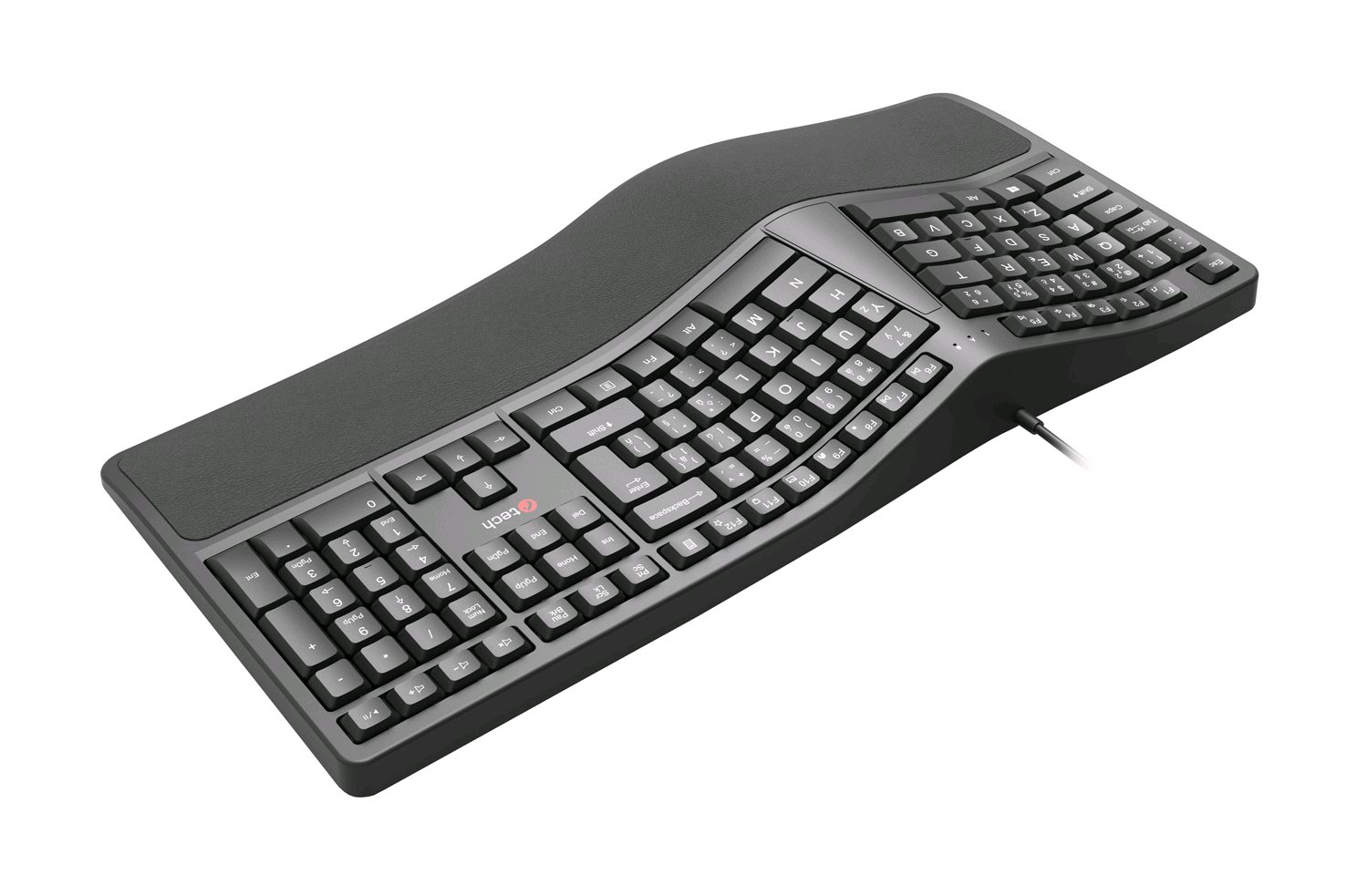 Klávesnica C-TECH KB-113E USB, ERGO, čierna, CZ/ SK 