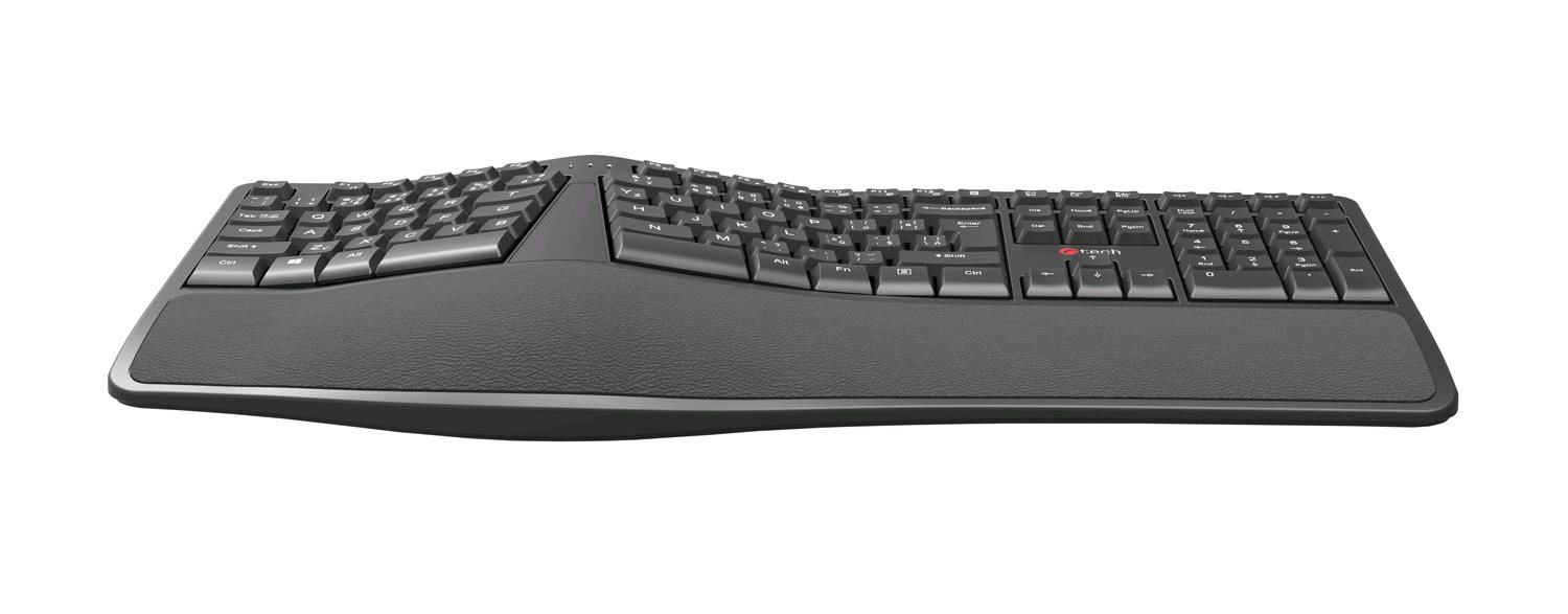 Klávesnica C-TECH KB-113E USB, ERGO, čierna, CZ/ SK 