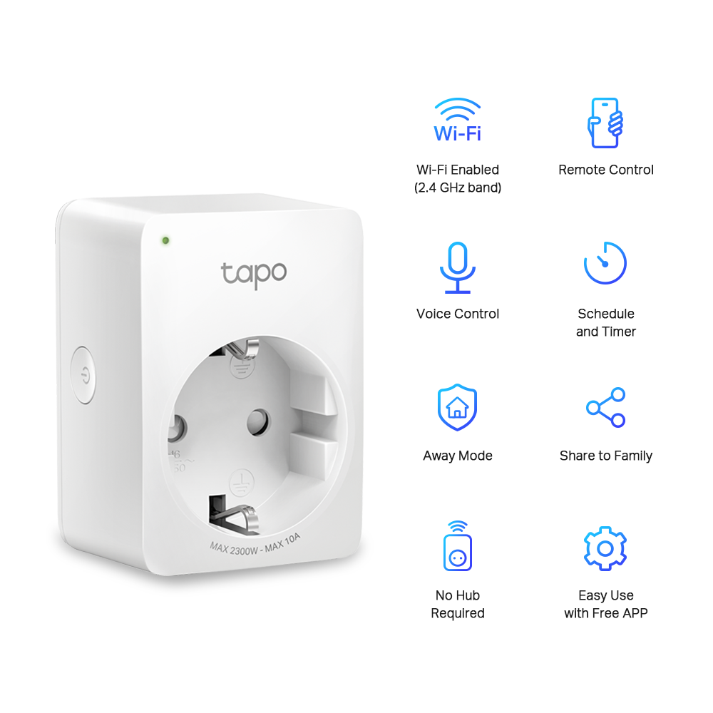 TP-link Tapo P100 (2-pack) WiFi múdra zásuvka, 10A 