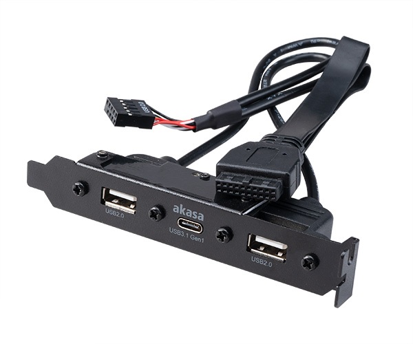 AKASA - USB 3.1 gén 1 typ C a 2x Typ A 2.0 záslepka 