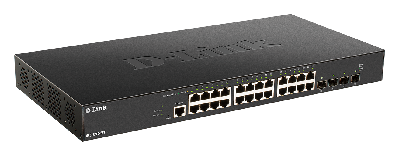 D-Link DXS-1210-28T 24 x 10G Base-T ports + 4 x 10G/ 25G SFP28 ports Smart Managed Switch 