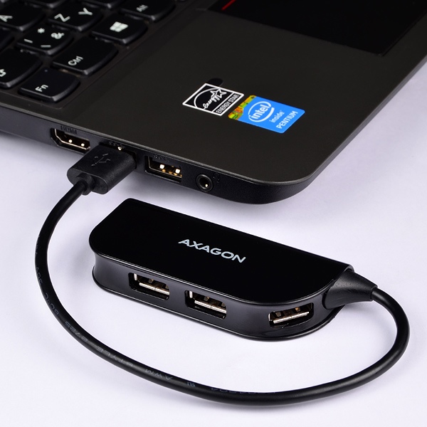 AXAGON HUE-X4B, 4x USB2.0 READY hub, čierny 