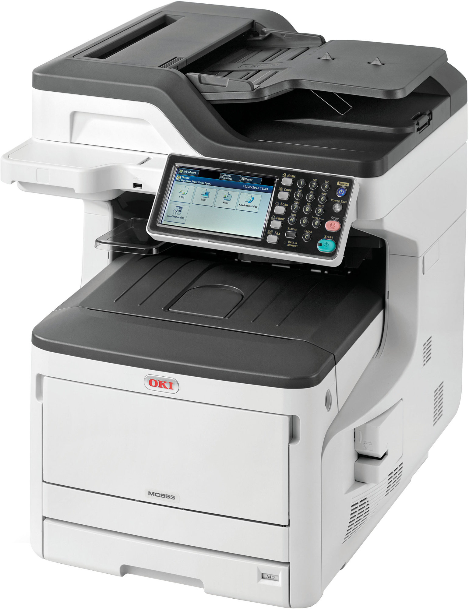 OKI MC853dn A3 23 str./ min ProQ2400DPI,  PCL/ PS, USB, LAN (tlač/ skenovanie/ kopírovanie/ fax),  250GB HDD