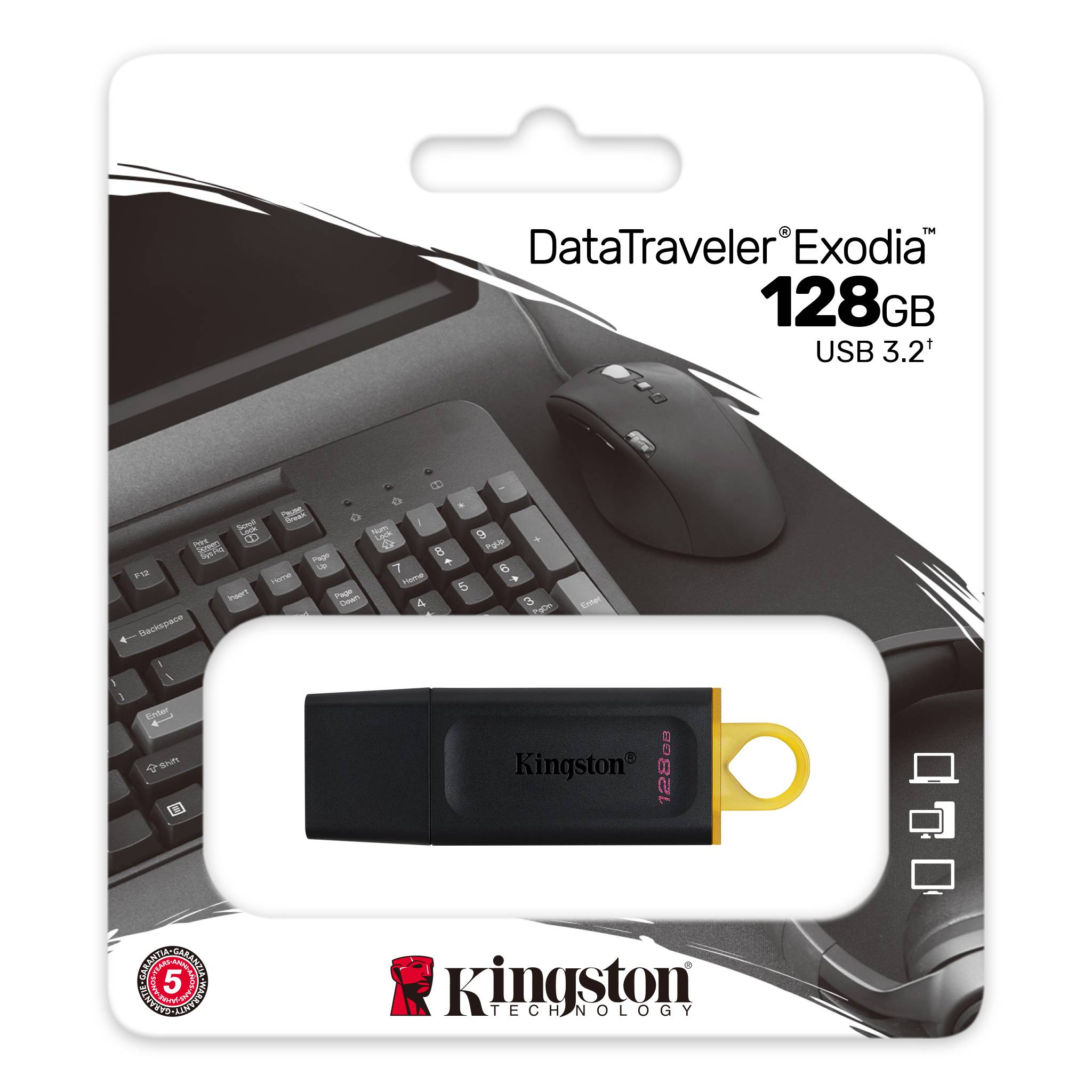 Kingston DataTraveler Exodia/ 128GB/ USB 3.2/ USB-A/ Žltá 