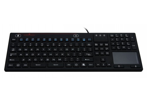 SK314-BL – Priemyselná silikónová antibakteriálna klávesnica s touchpadom podsvietená, CZ, USB, IP68
