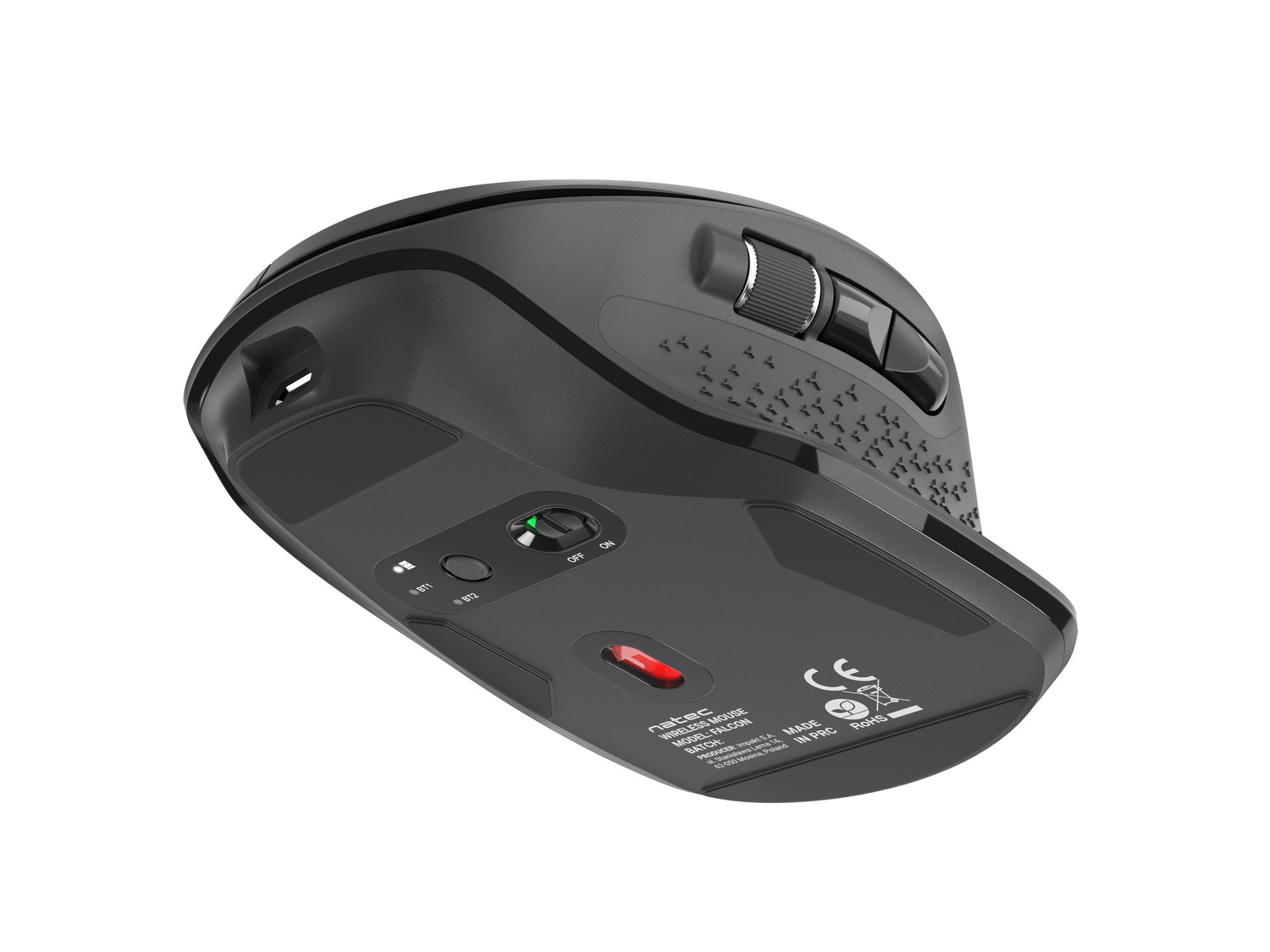 Natec optická myš FALCON/ Kancelárska/ Optická/ Pre pravákov/ 3 200 DPI/ Bezdrôtová Bluetooth/ Čierna 