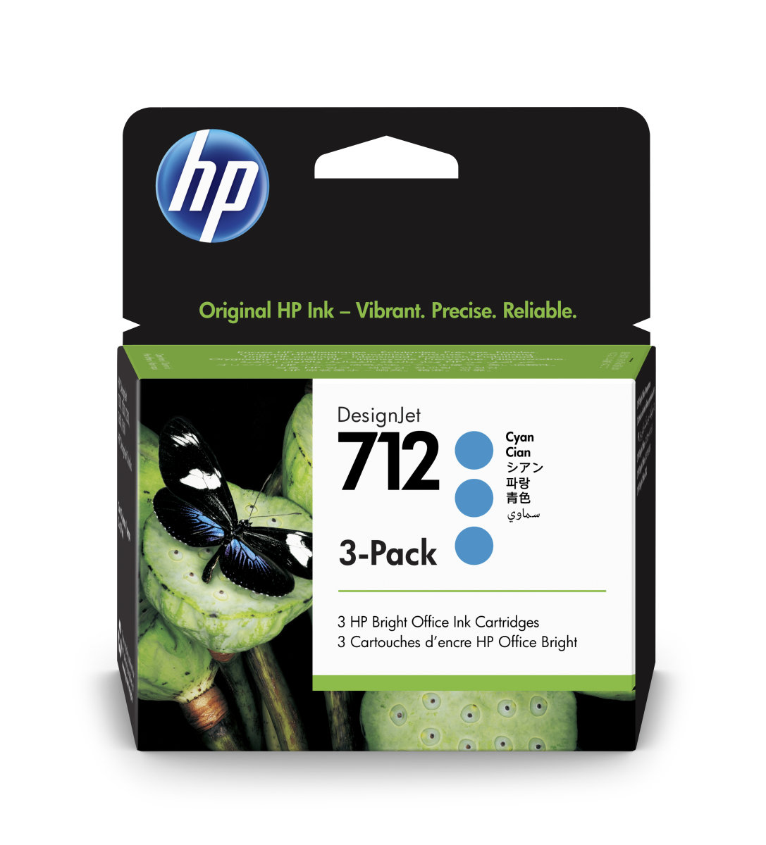 HP 712 Ink. náplň azúrová, trojbalenie; 3ED77A