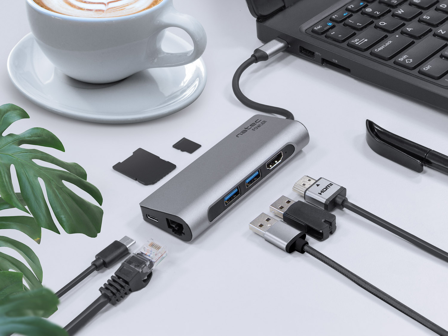 Natec multiport adaptér Fowler MINI USB-C PD, USB 3.0, HDMI 4K 