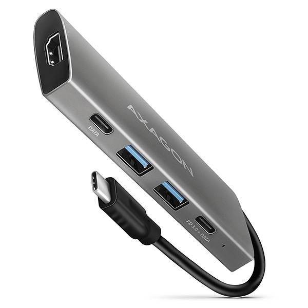 AXAGON HMC-5G2, USB 10Gbps hub, porty 2x USB-A, 2x USB-C, HDMI 4k/ 60, PD 100W, kábel USB-C 13cm 