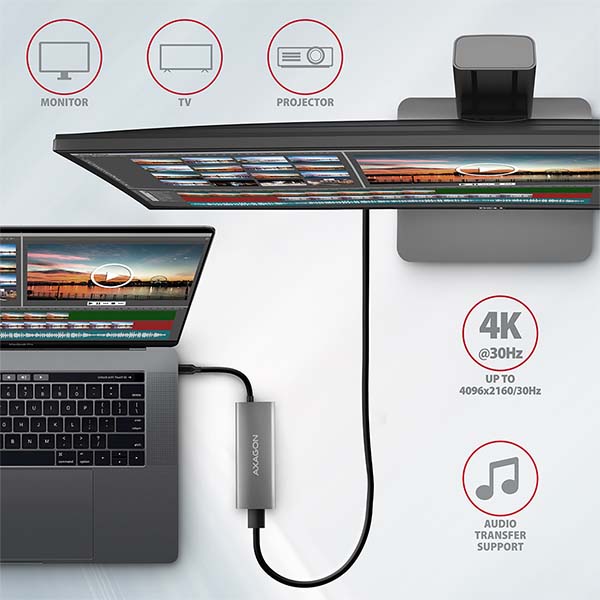 AXAGON HMC-5G2, USB 10Gbps hub, porty 2x USB-A, 2x USB-C, HDMI 4k/ 60, PD 100W, kábel USB-C 13cm 