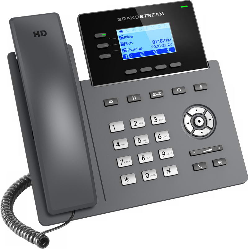 Grandstream GRP2603P SIP telefón, 2, 48" LCD podsv. displej, 6 SIP účty, 2x1Gbit port, PoE 