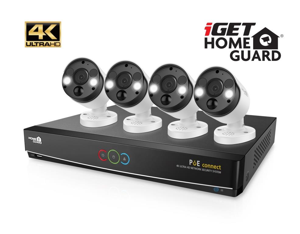 iGET HGNVK84904 - Kamerový UltraHD 4K PoE set, 8CH NVR + 4x IP 4K kamera, zvuk, SMART W/ M/ Andr/ iOS