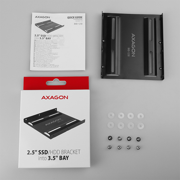 AXAGON RHD-125B, kovový rámček pre 1x 2.5" HDD/ SSD do 3.5" pozície, čierny 
