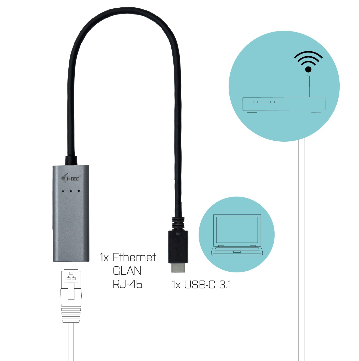 i-tec USB-C Metal Gigabit Ethernet Adapter 