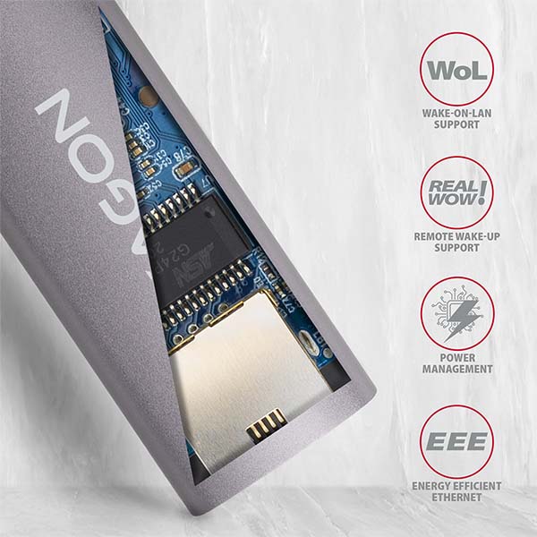 AXAGON ADE-TRC, USB-C 3.2 Gen 1 - Gigabit Ethernet sieťová karta, auto inštal, titánovo šedá 