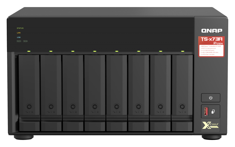 QNAP TS-873A-8G (Ryzen 2, 2GHz / 8GB RAM / 8x SATA / 2x M.2 NVMe slot / 2x 2, 5GbE / 2x PCIe / 4x USB)