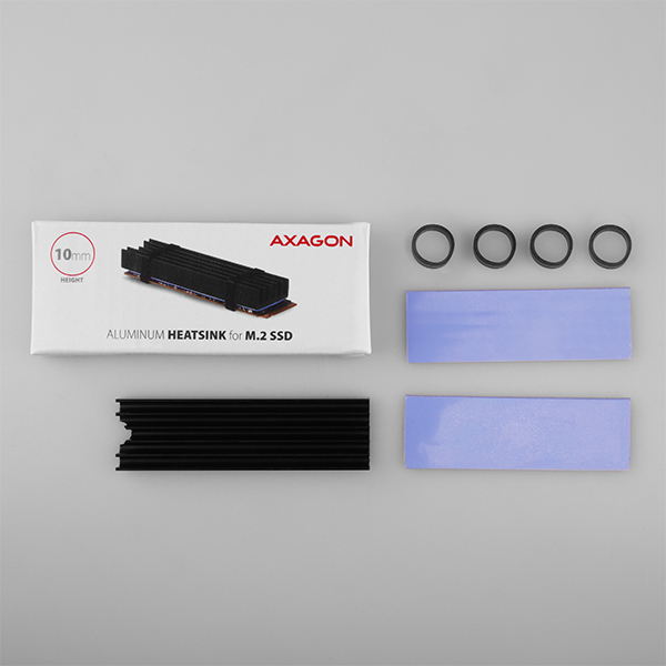 AXAGON CLR-M2L10, hliníkový pasívny chladič pre M.2 2280 SSD, výška 10 mm 