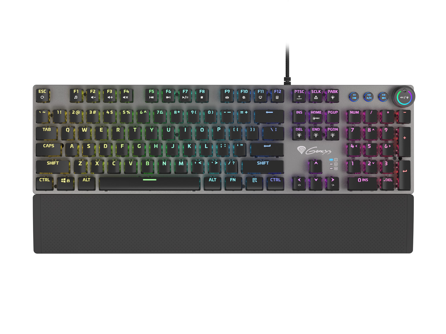 Genesis herní mechanická klávesnice THOR 401/ RGB/ Kailh Brown/ Drátová USB/ US layout/ Černá