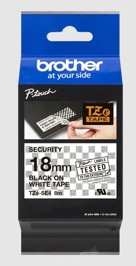 TZE-SE4, biela / čierna - security tape 
