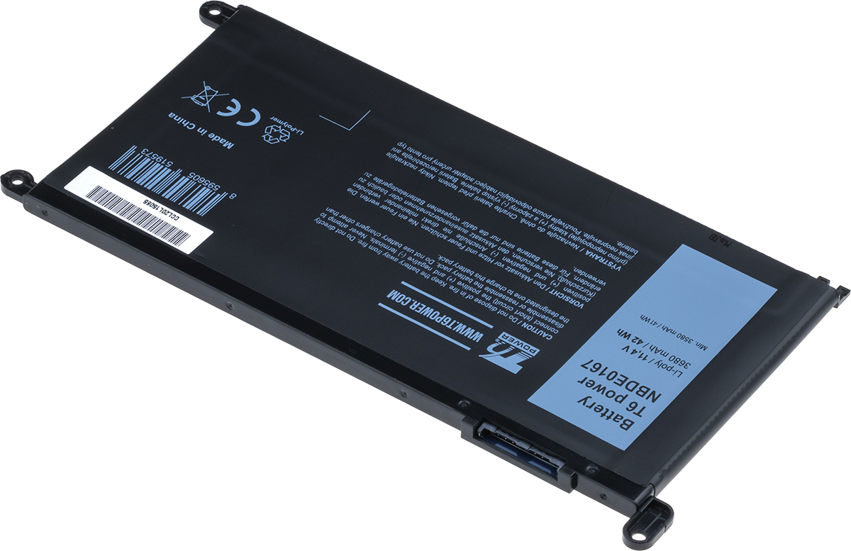 Batéria T6 Power pre Dell Insprion 15 5568, 5578, Vostro 5468, 5568, 3680mAh, 42Wh, 3cell, Li-pol 
