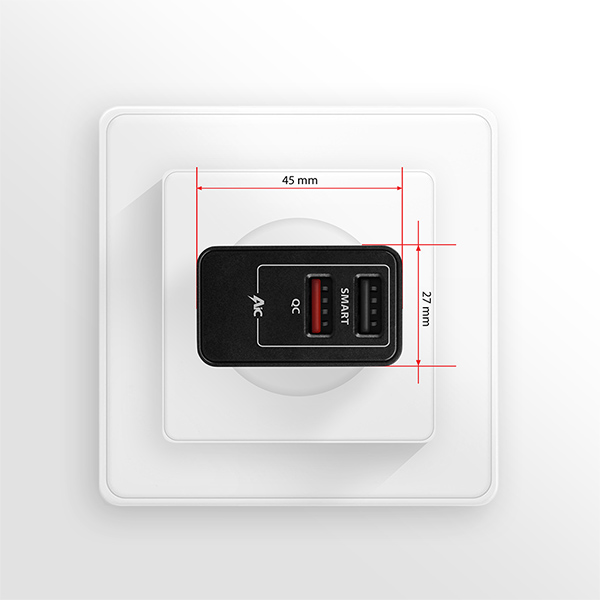 AXAGON ACU-QS24, QC & SMART nabíjačka do siete 24W, 2x USB-A port, QC3.0/ AFC/ FCP + 5V/ 1.2A 