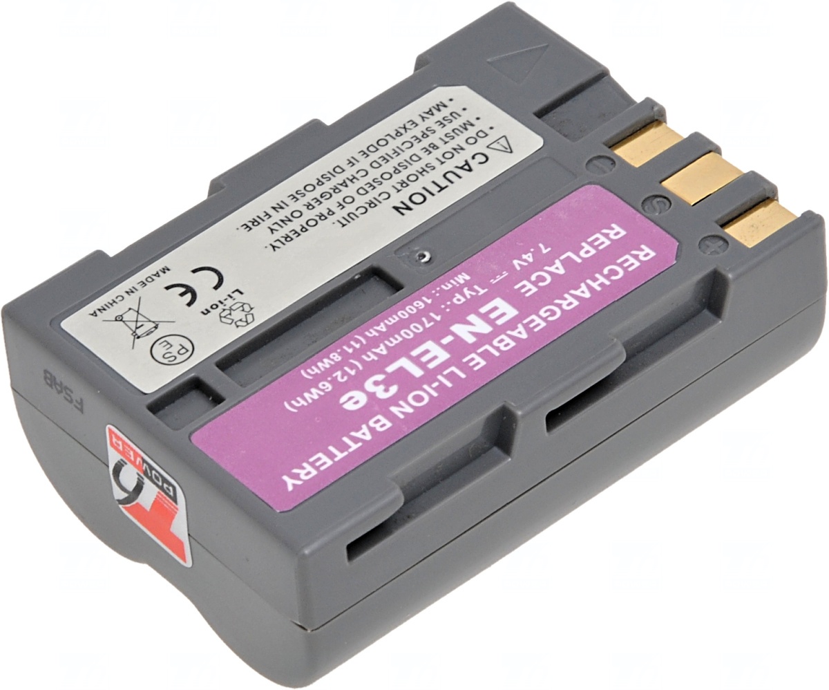 Batéria T6 power Nikon EN-EL3e, EN-EL3, EN-EL3a, 1700mAh, sivá 