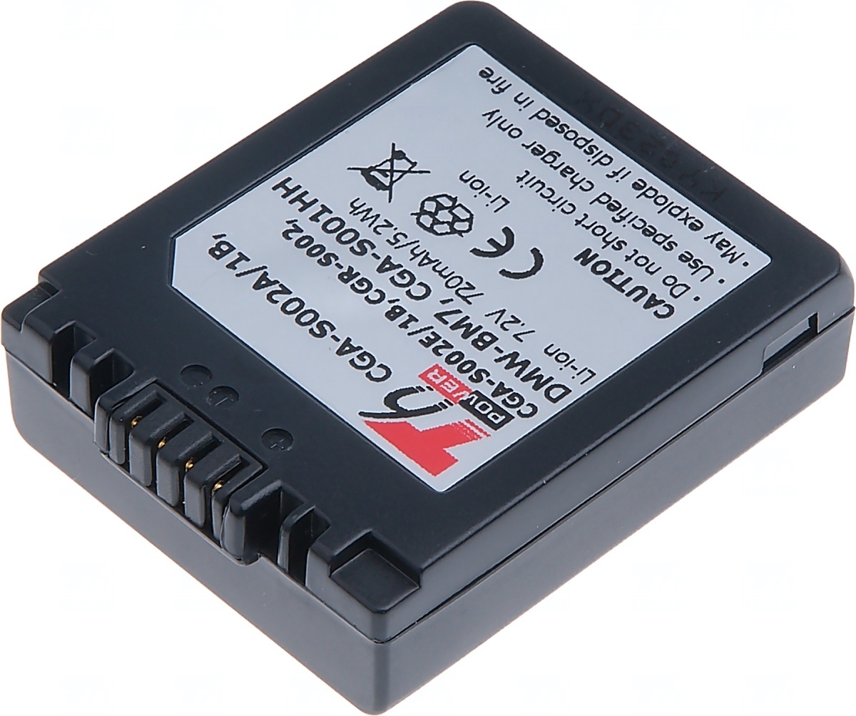 Batéria T6 Power Panasonic DMW-BM7, CGA-S002E, CGA-S002, 720mAh, 5, 2Wh