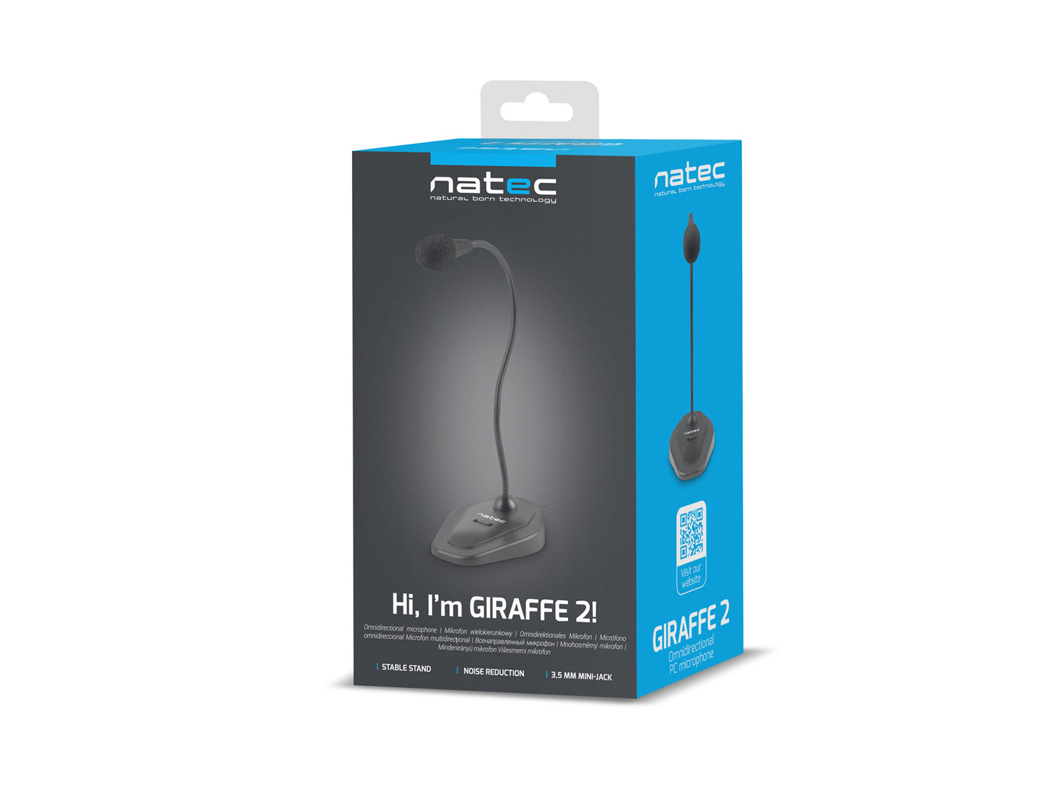 Natec mikrofón GIRAFFE 2, Mini Jack, čierny 